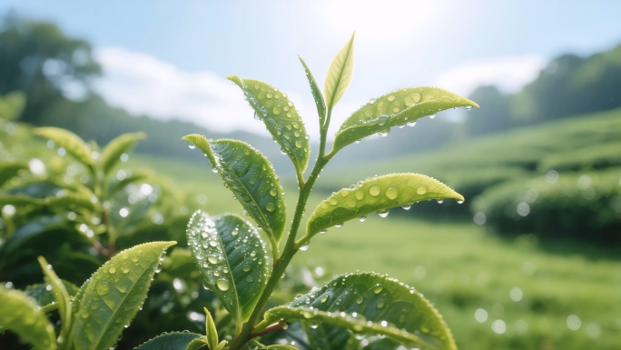 茶茶叶茶山茶园茶叶泡茶水滴唯美空镜