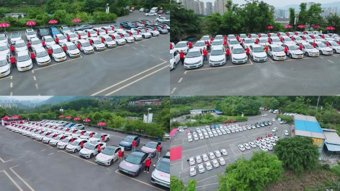 一排排整齐的驾校教练车
