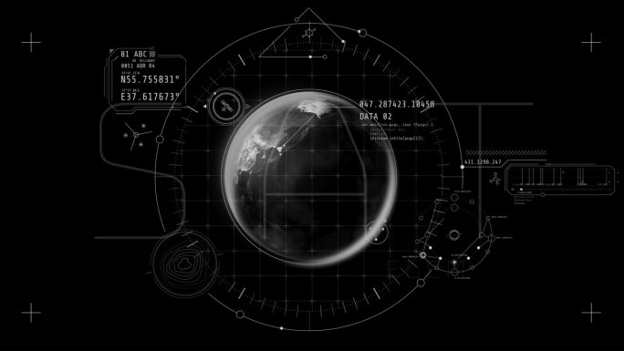与行星地球HUD信息图表的动画。