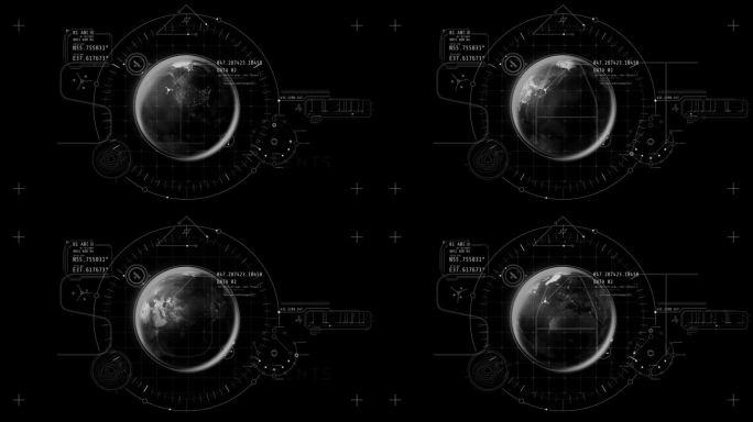 与行星地球HUD信息图表的动画。