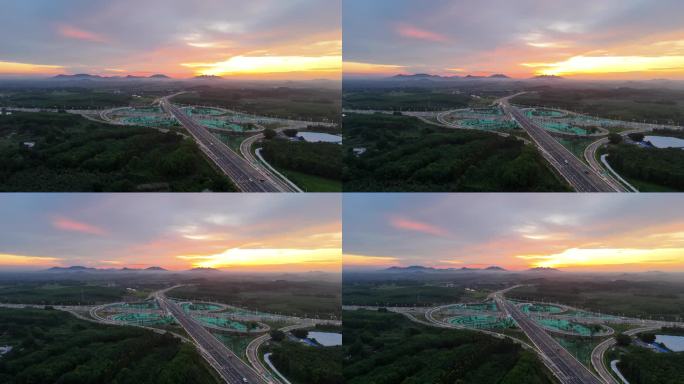 夕阳下的城市立交桥