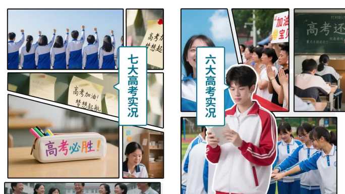 高考漫画风格分屏分格图文展示AE模板