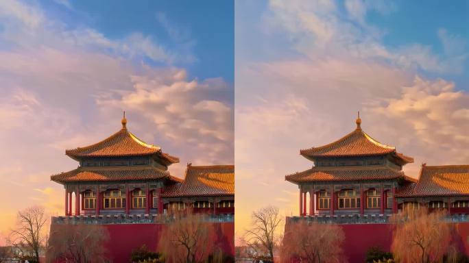 北京故宫午门光影流动