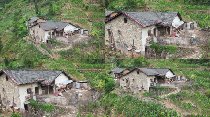 山村农家生活 土家族居住的传统瓦房