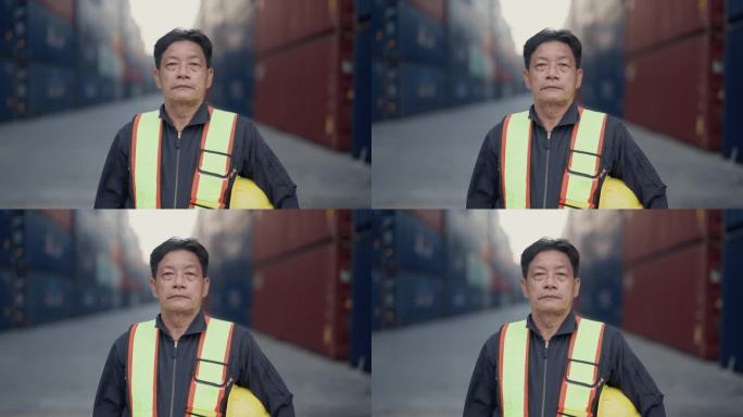 在集装箱堆场和港口堆场工作的工人已经疲惫不堪。缓慢的运动。