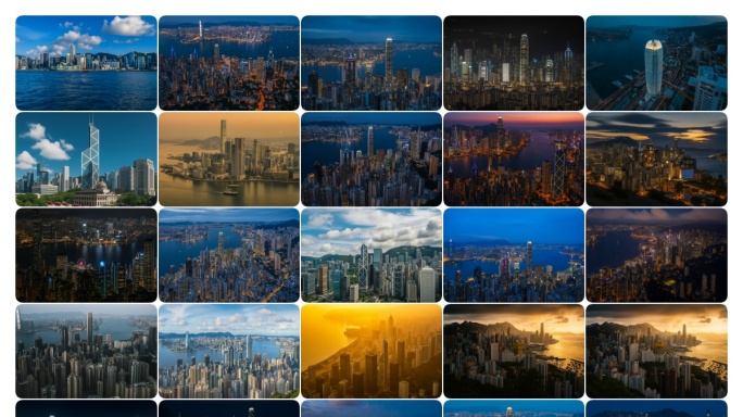 维多利亚港夜景 香港航拍  香港延时