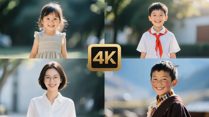 4K各年龄段及各行业人物幸福笑脸