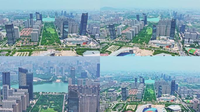 合肥政务区天鹅湖万象城城市航拍