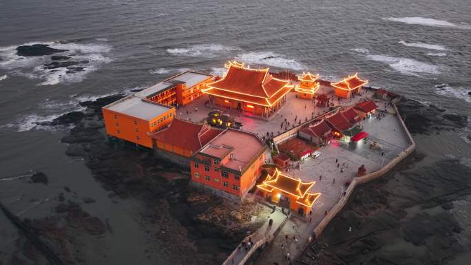 洛伽寺 海边古建筑夜景