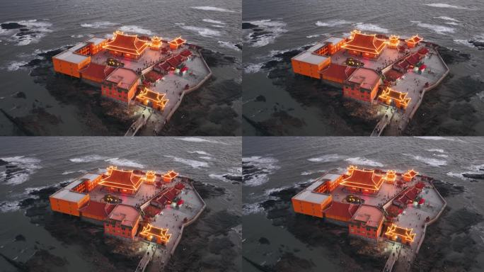 洛伽寺 海边古建筑夜景