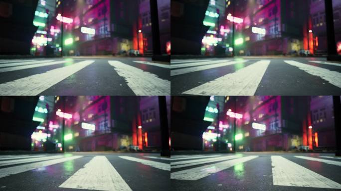 散景艺术背景图片的霓虹灯的夜晚的街道