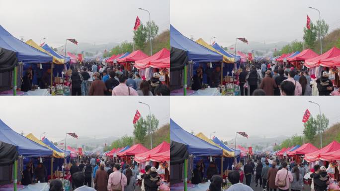 熙熙攘攘的赶集人群