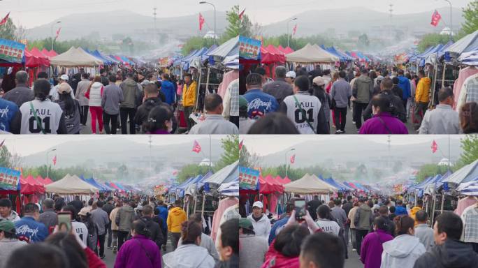 熙熙攘攘的赶集人群