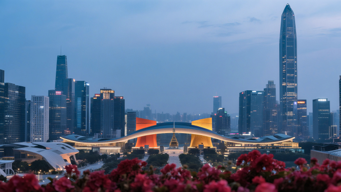 深圳城市地标航拍延时摄影日落日出黄昏夜景