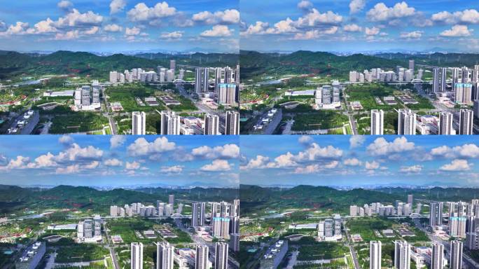 航拍深圳市光明全景蓝天白云