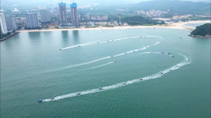 大亚湾出海航拍  百舸争流  渔船出海