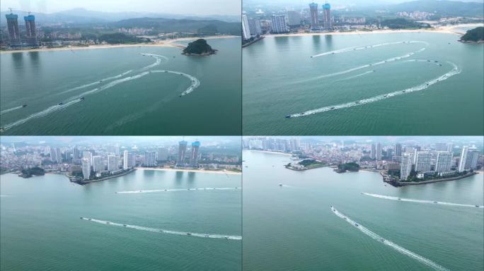 大亚湾出海航拍  百舸争流  渔船出海