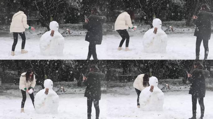 雪地堆雪人乐趣多