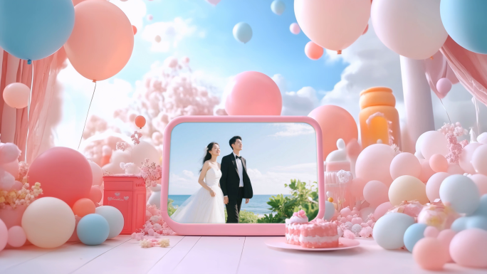 告白气球 粉色浪漫婚礼表白相册AE模版