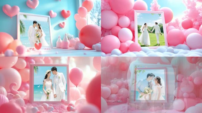 告白气球 粉色浪漫婚礼表白相册AE模版