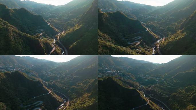 在美丽的山和金果市，台湾鸟瞰图。