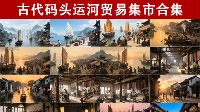 古代码头运河贸易集市合集