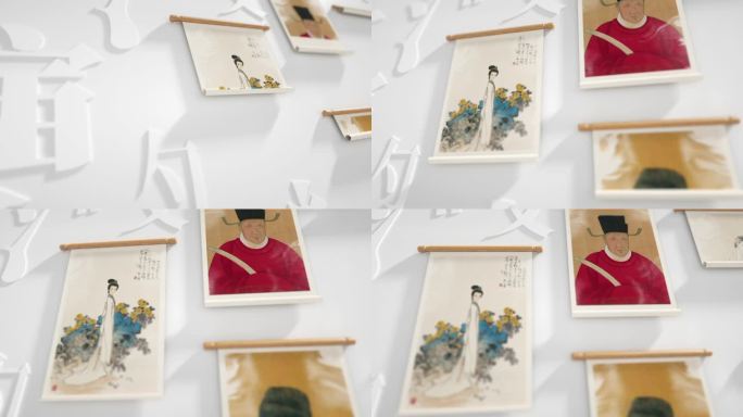 中国风古画卷轴展示