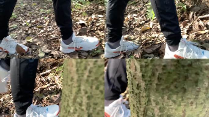 户外Nike运动鞋特写 山腰