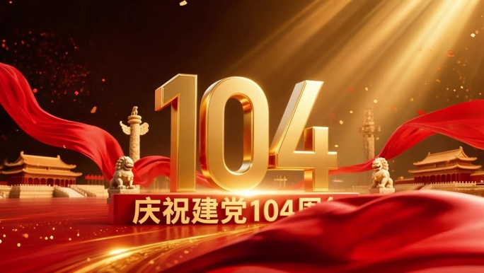 震撼大气建党104周年片头 七一 建党节
