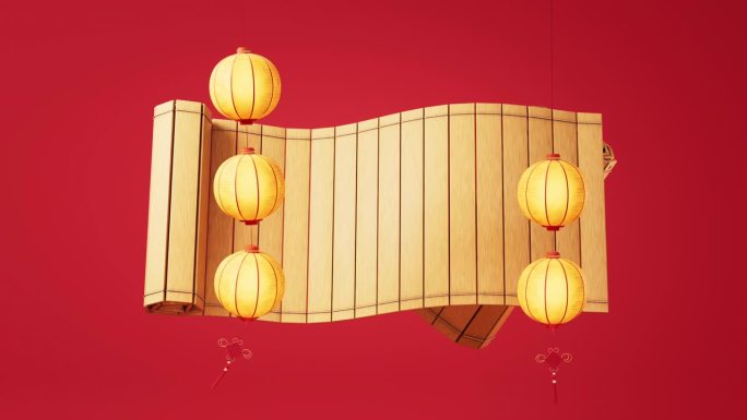 复古中国古代竹简，3d渲染。