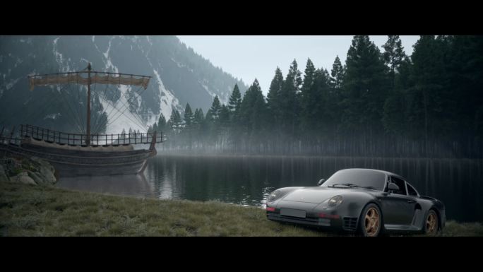 超写实大自然湖面场景C4D工程