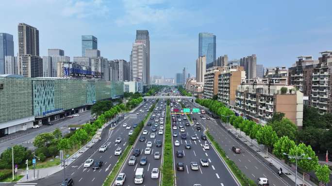 合肥城市道路车流航拍