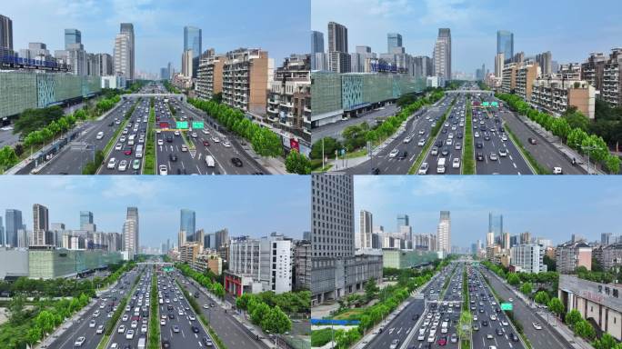 合肥城市道路车流航拍