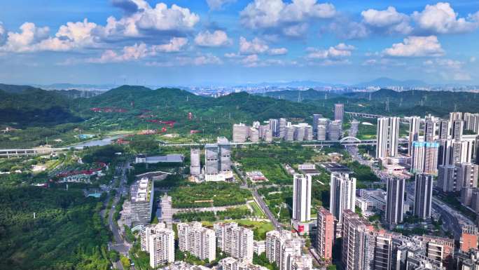 航拍深圳市光明全景蓝天白云1