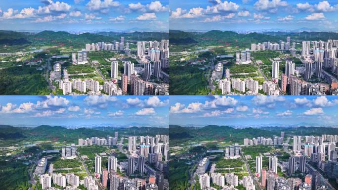 航拍深圳市光明全景蓝天白云1