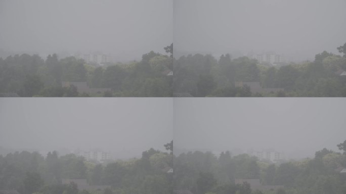 大雨落在城市上空