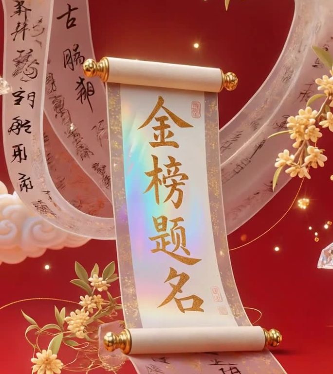 高考金榜题名祝福卷轴视频
