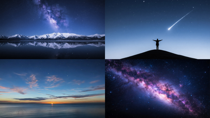 星空延时摄影星轨银河星河星空极光震撼夜景