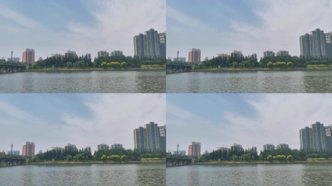 河畔城市建筑群