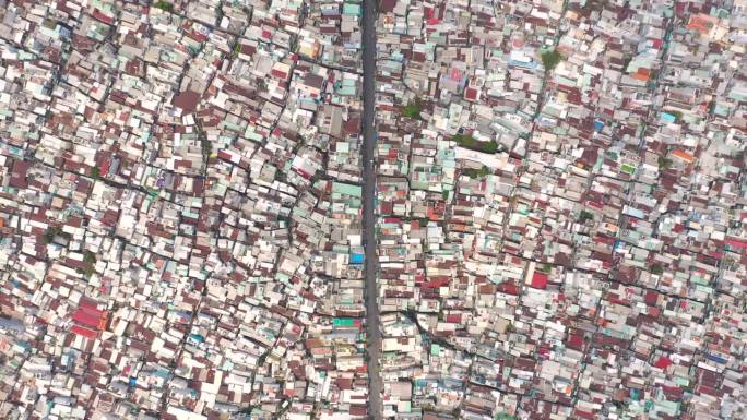 越南河内- 2023年5月:河内郊区鸟瞰图。从上面看住宅楼。