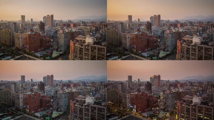 台湾，台北- 2023年5月:台北市中心的延时街景镜头。商业区和住宅区。
