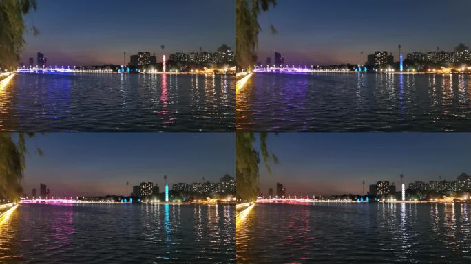 城市夜景大运河倒影