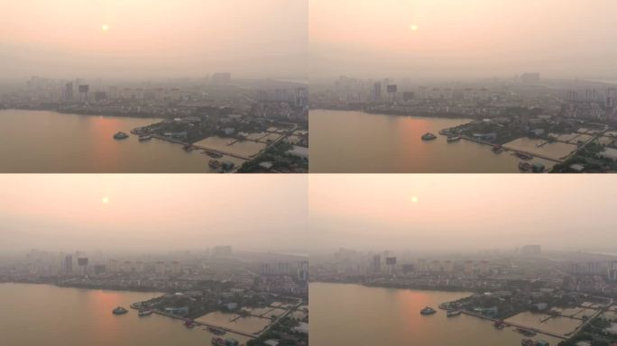 越南河内- 2023年5月:河内郊区鸟瞰图。从上面看住宅楼。