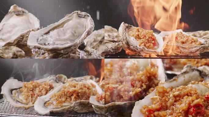 生蚝烧烤美食诱惑
