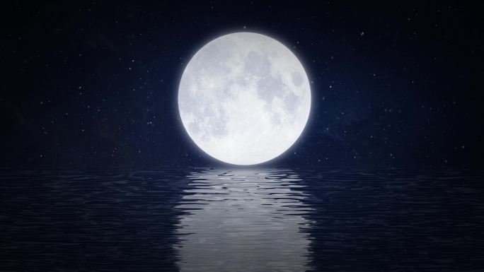 唯美水面月亮上升AE模板