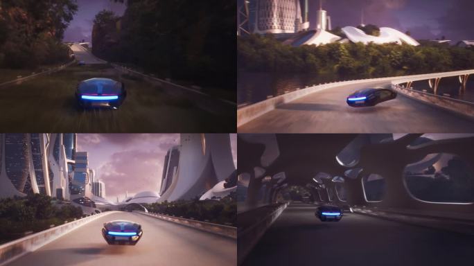 4K，假的3D视频游戏。乌托邦城日落赛跑，假游戏。