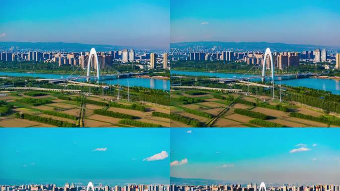 城市地标大桥风光 太原通达桥 汾河