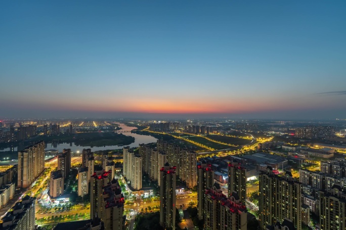 武汉东西湖临空港城市延时摄影4K