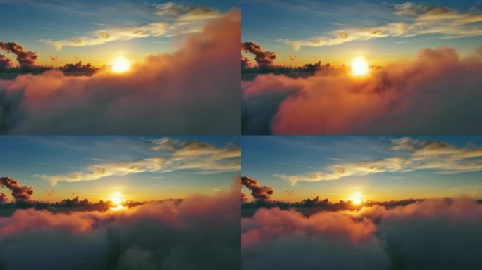 云和夕阳的鸟瞰图