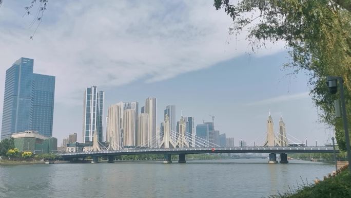 城市天际线与桥梁风光